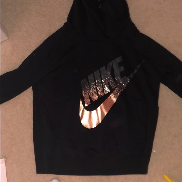 black nike hoodie with rose gold swoosh